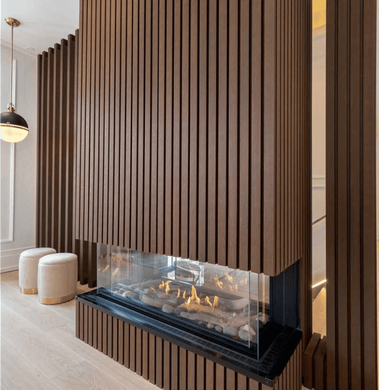 Nortwood fluted panel on fireplace wall