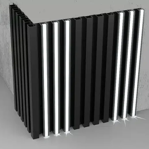 Close-up of DSOAL aluminum fluted panels - Light channels